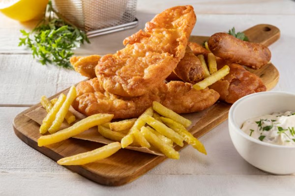 fish and chips dishes from the UK